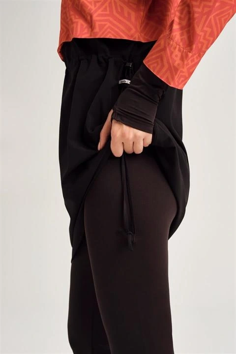 Haşema Esila Serisi 5 Parça Jileli Turuncu-Siyah Tam Tesettür Mayo Takımı HSM2934