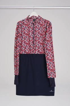 Haşema Esila Serisi Çiçek Desenli Kırmızı-Laci Tam Tesettür Tek Mayo Üstü HSM2934