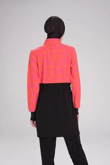 Haşema Esila Serisi Fuşya-Turuncu-Siyah Tam Tesettür Tek Mayo Üstü HSM2934