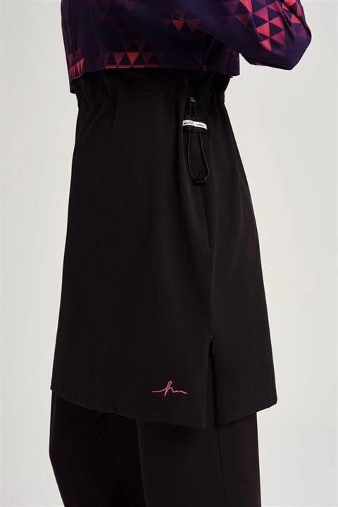 Haşema Esila Serisi Siyah-Fuşta Tam Tesettür Tek Mayo Üstü HSM2934