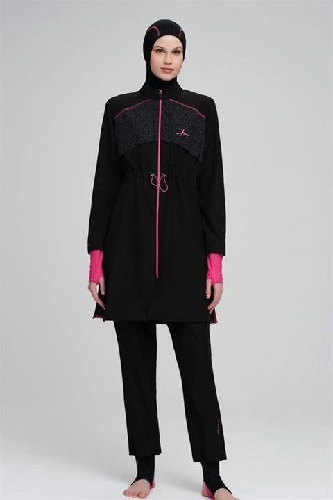 Haşema Performans Serisi 6 Parça Siyah Tesettür Mayo HSM2010