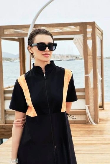 Haşema Senay Siyah-Turuncu 4 Parça Mayo Takımı HSM5002