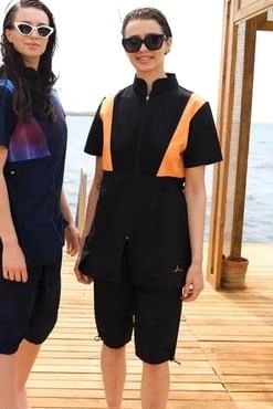 Haşema Senay Siyah-Turuncu 4 Parça Mayo Takımı HSM5002