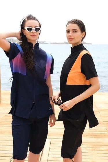 Haşema Senay Siyah-Turuncu 4 Parça Mayo Takımı HSM5002