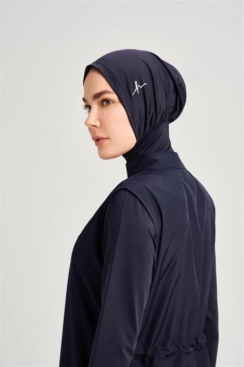 Haşema Tam Boy Jileli Siyah 4 Parça Tesettür Mayo Takımı HSM6021