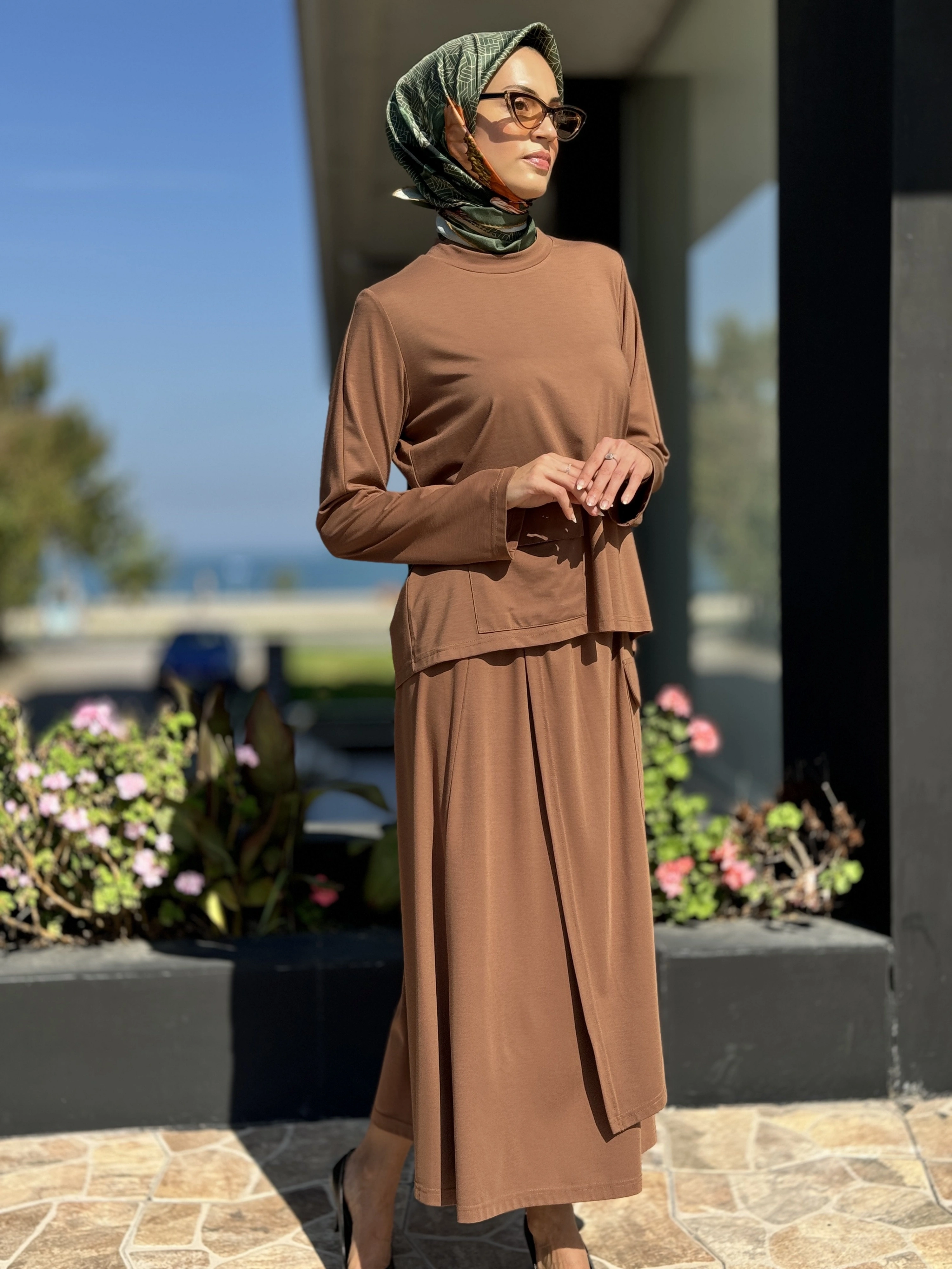 İNVEE Cep Detaylı Bluz Etek Takım 7023