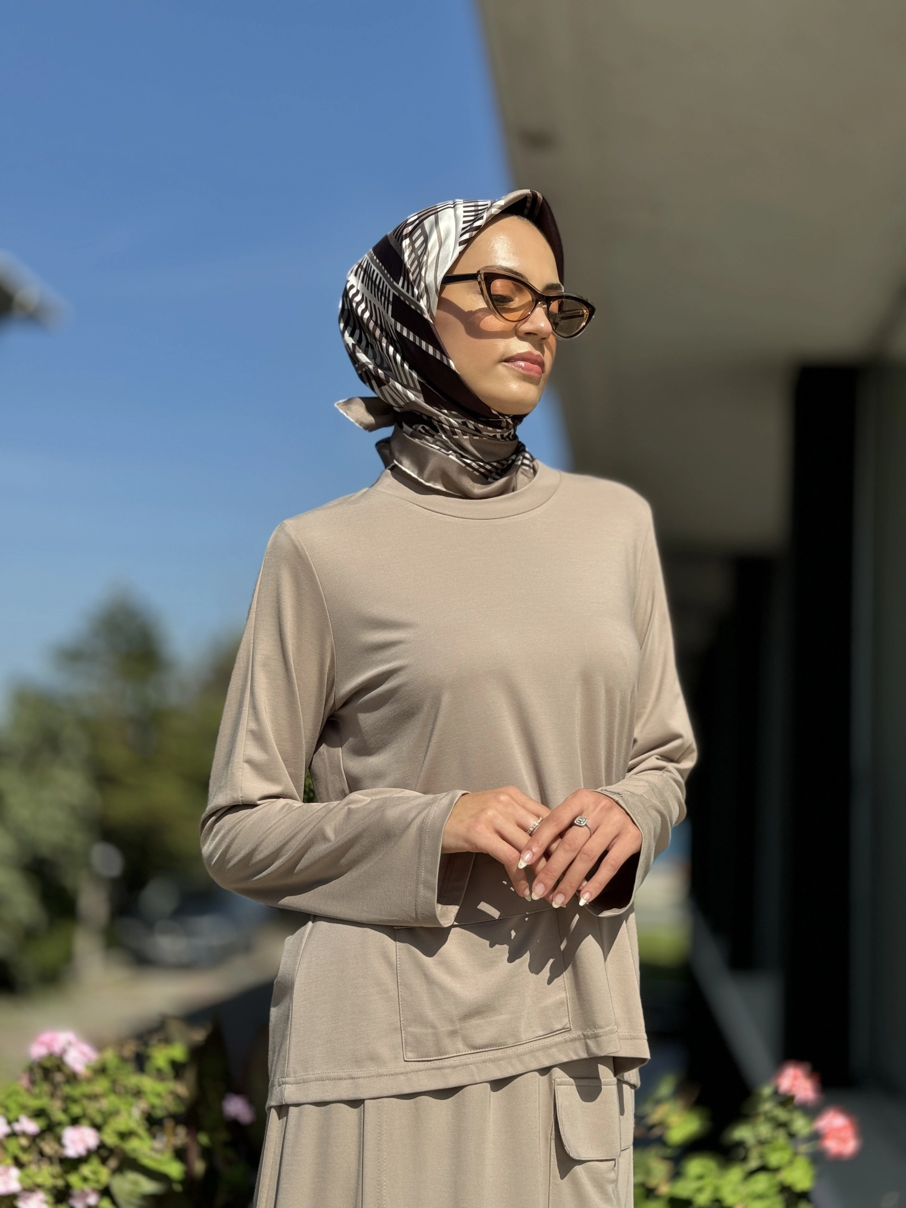 İNVEE Cep Detaylı Bluz Etek Takım 7023