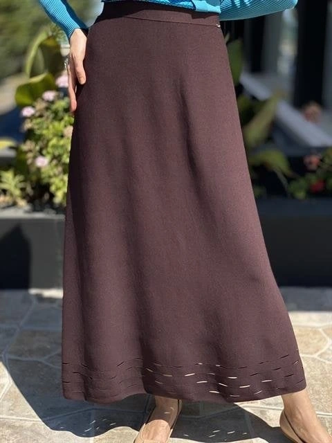 İnvee Etek Ucu Lazer Kesim Rayon Triko Etek 6904