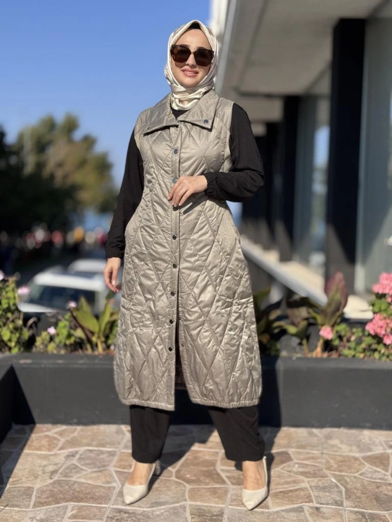 İnvee Triko Detaylı Kapitone Yelek 6916