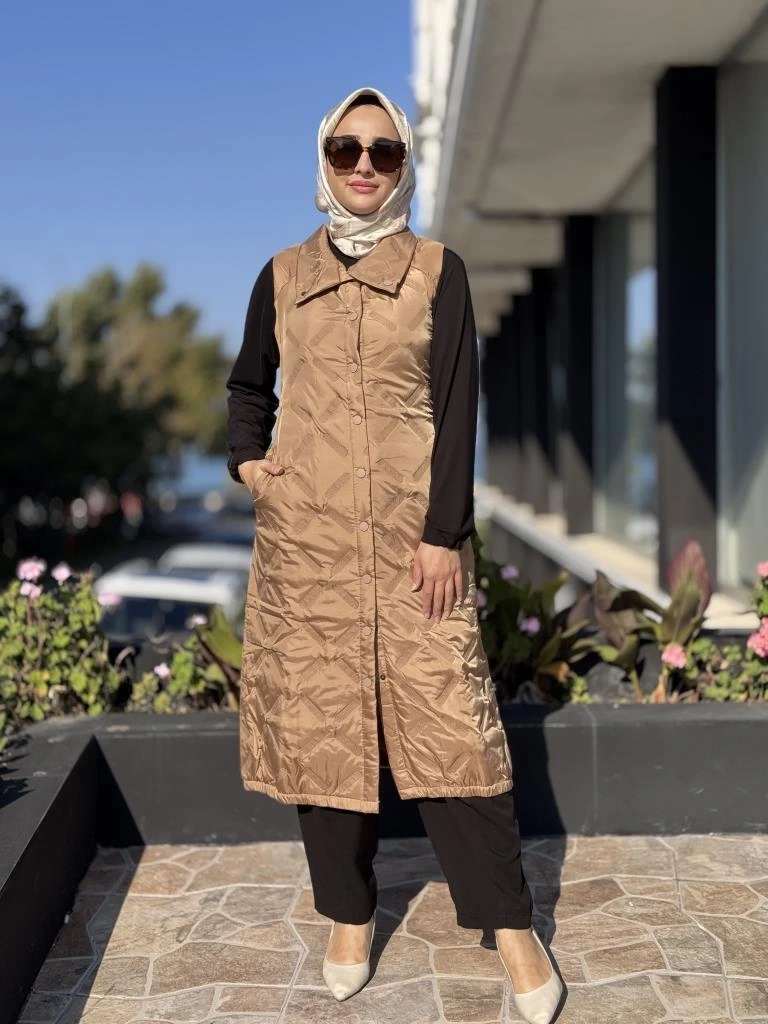 İnvee Triko Detaylı Kapitone Yelek 6916