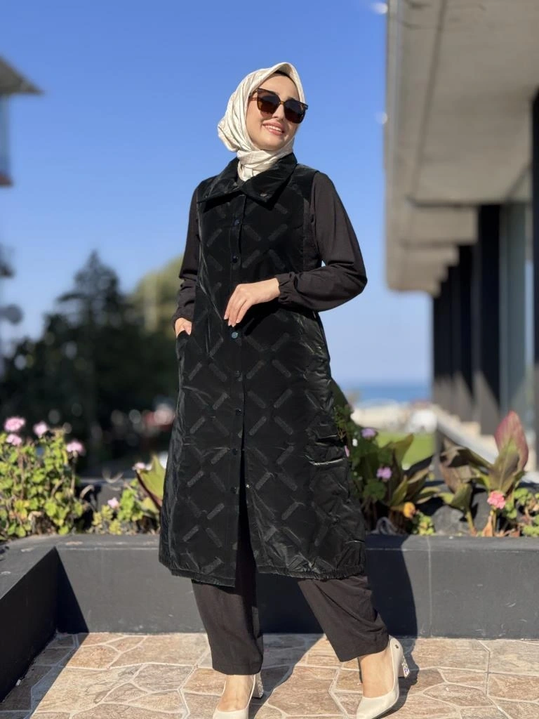 İnvee Triko Detaylı Kapitone Yelek 6916