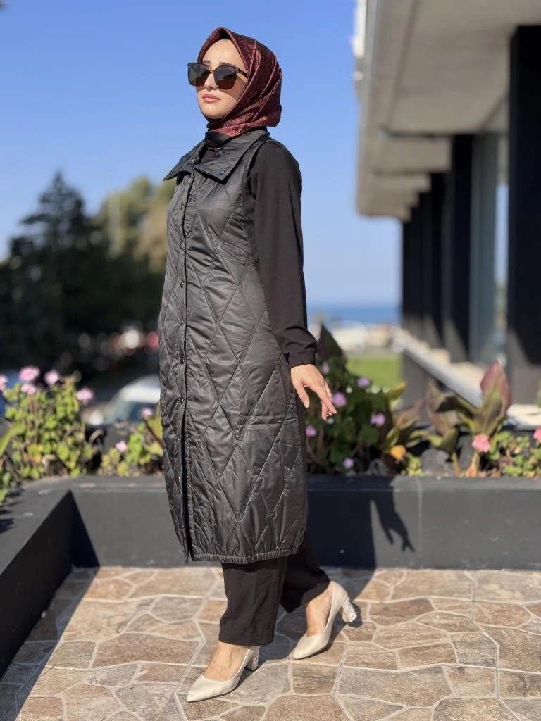 İnvee Triko Detaylı Kapitone Yelek 6916