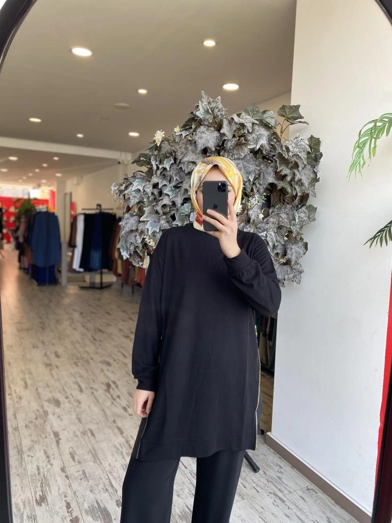İNVEE Yanları Fermuarlı Penye Tunik 7047