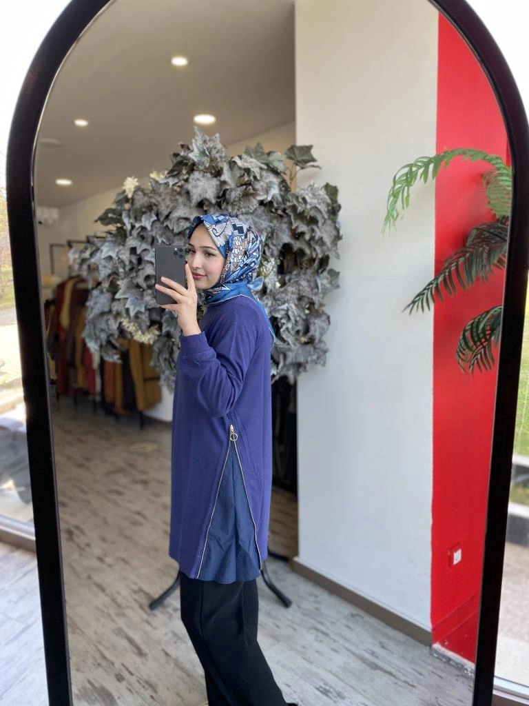 İNVEE Yanları Fermuarlı Penye Tunik 7047