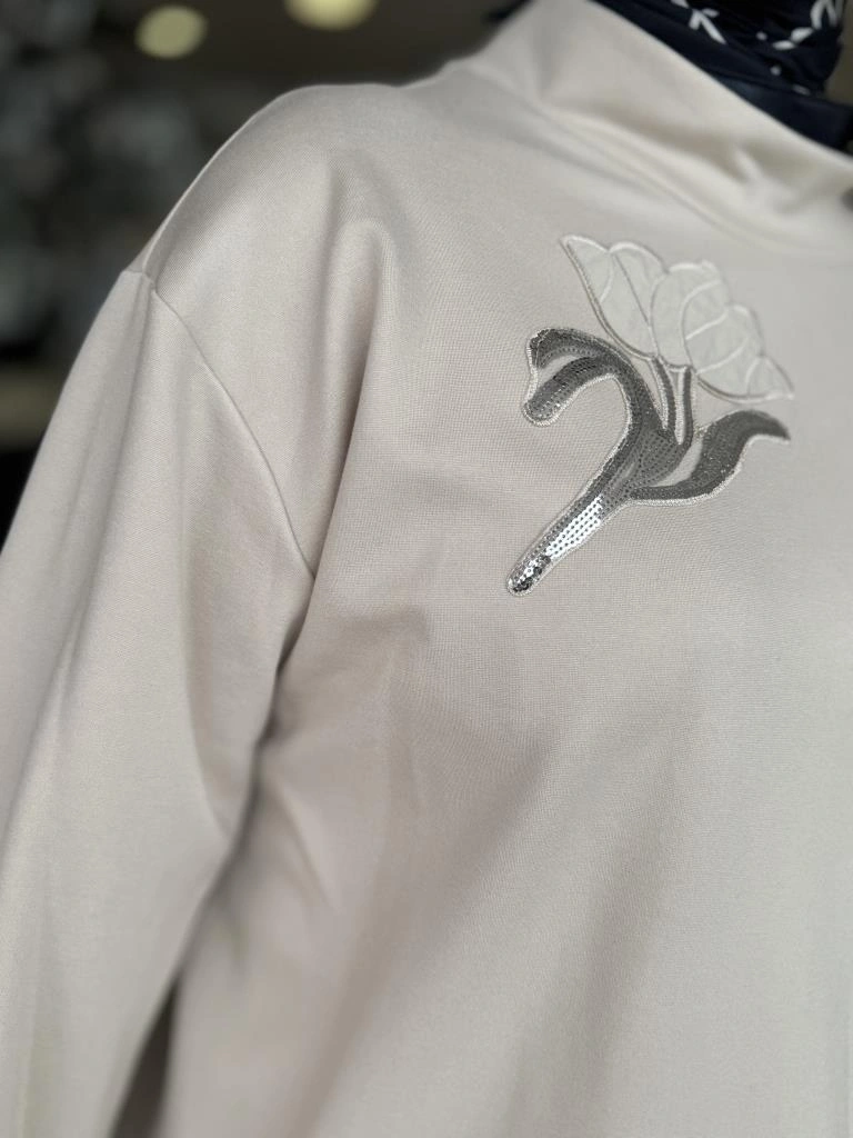 Kahma Omuz Gül Payet Detaylı Bluz