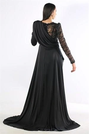 Kenzel Siyah Tesettür Abiye Elbise (KENZEL-1070)