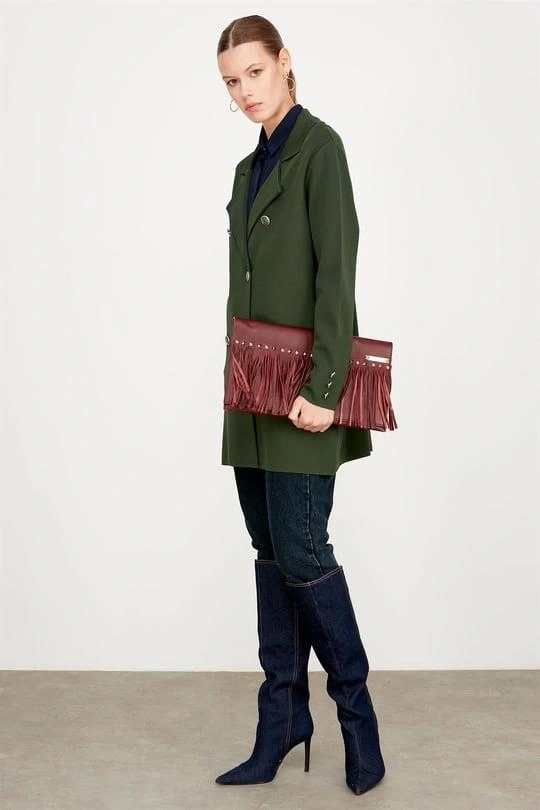 Kruvaze Yaka Rayon Ceket/Hırka HRK21464