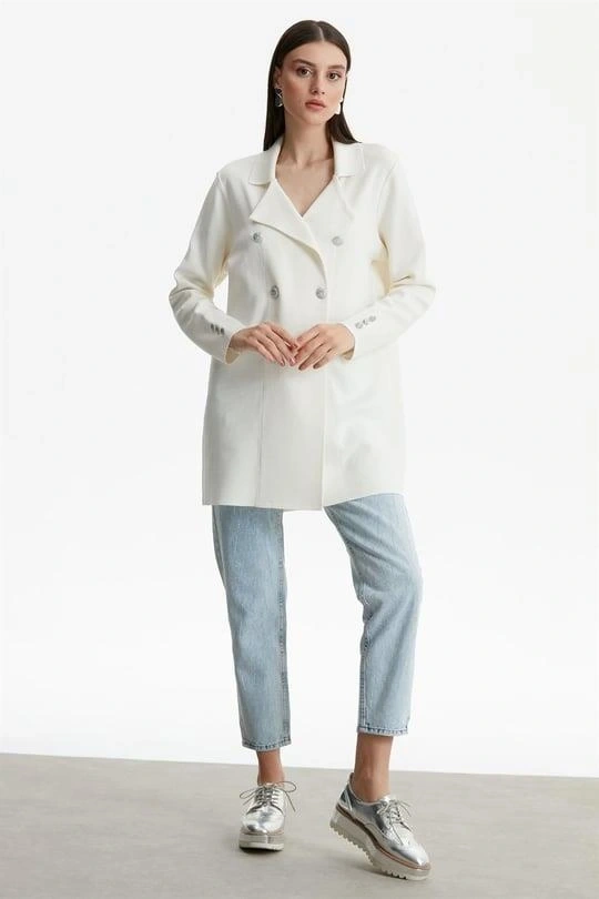 Kruvaze Yaka Rayon Ceket/Hırka HRK21464