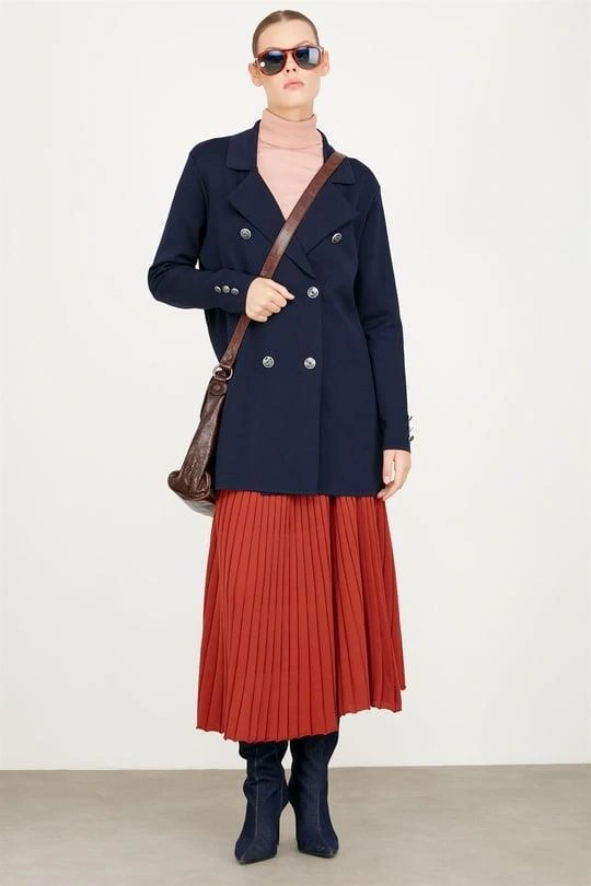 Kruvaze Yaka Rayon Ceket/Hırka HRK21464