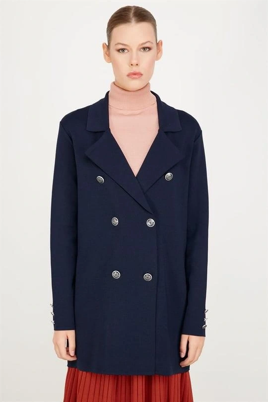 Kruvaze Yaka Rayon Ceket/Hırka HRK21464