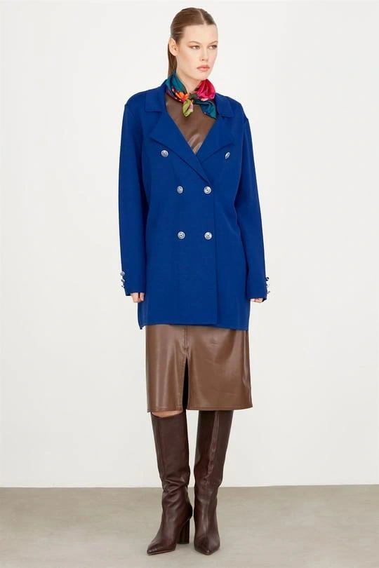 Kruvaze Yaka Rayon Ceket/Hırka HRK21464