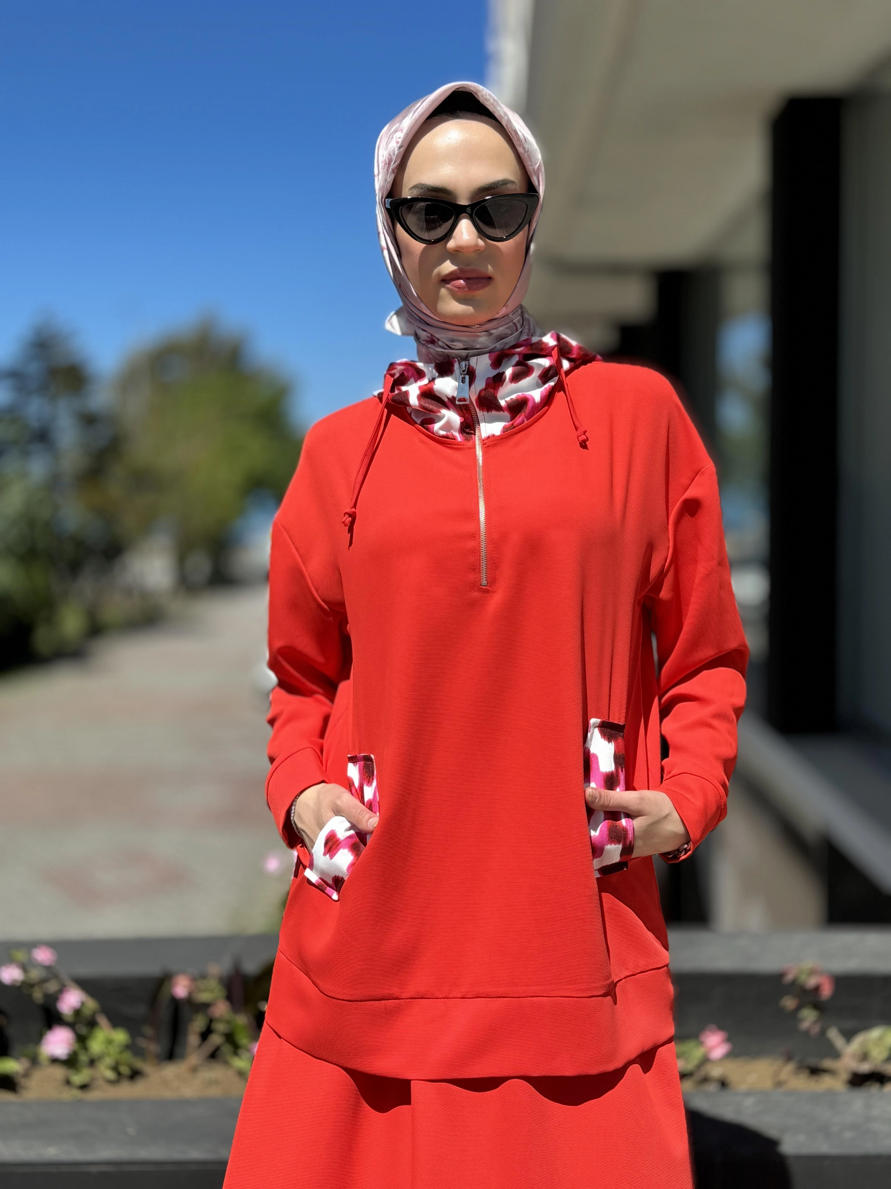 Lisa Kapüşonlu Tunik Etek Takım 3032