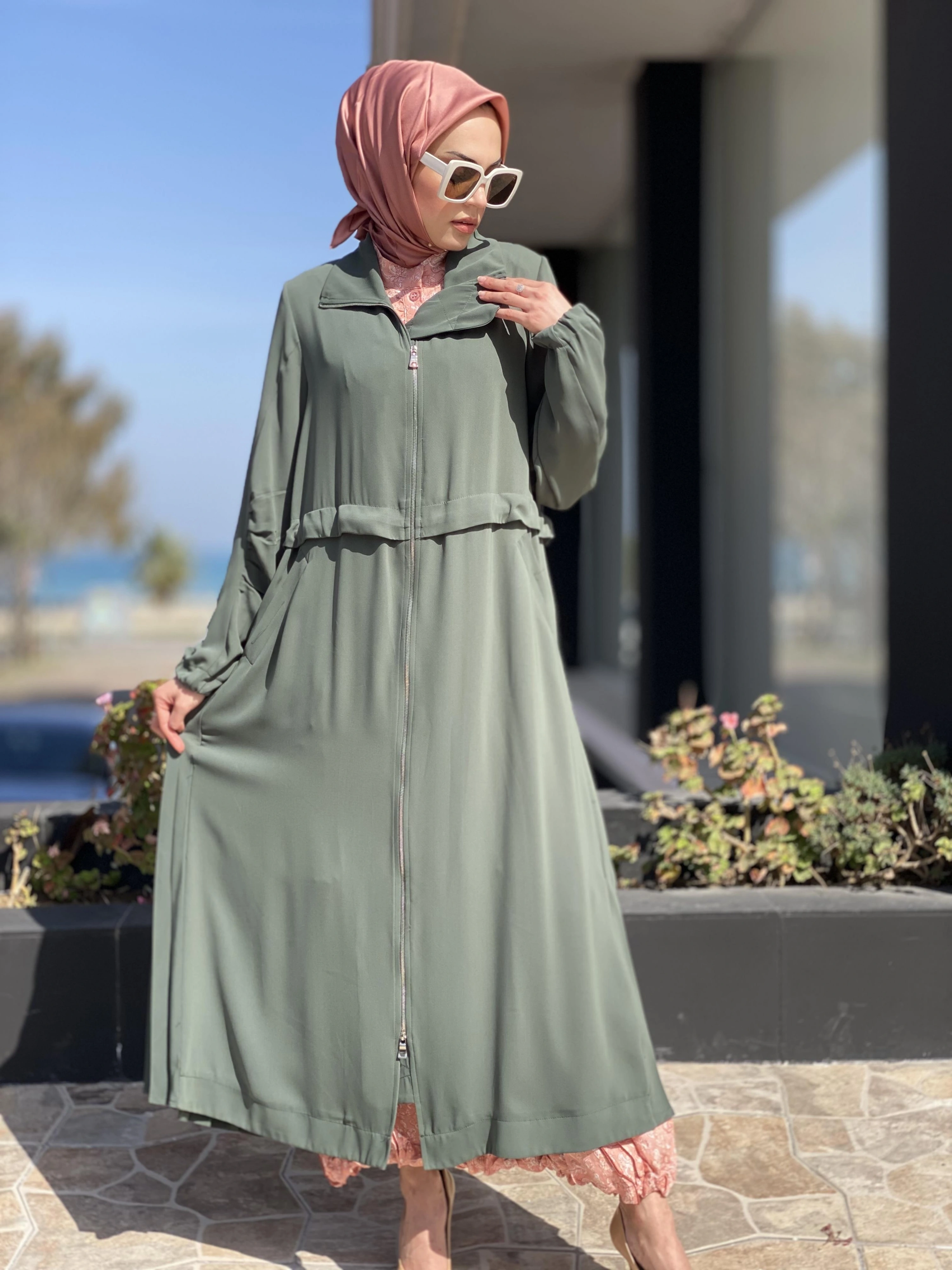 Misswhence Arkası Pliseli Fermuarlı Pardesü 35516