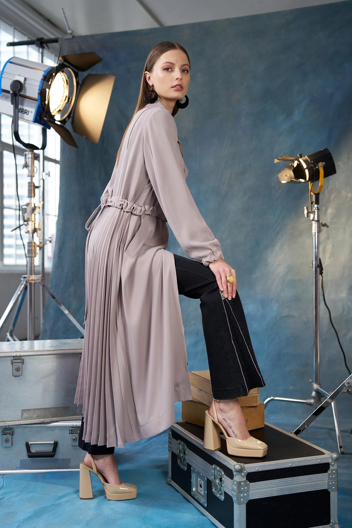 Misswhence Arkası Pliseli Fermuarlı Pardesü 35516