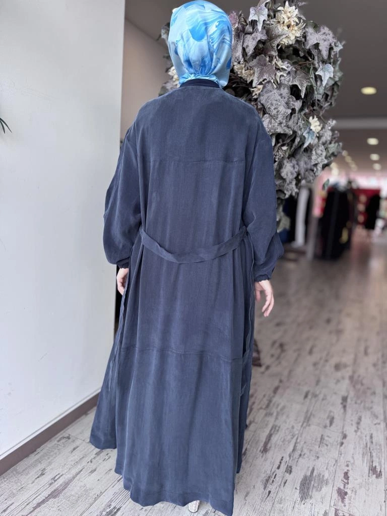 Misswhence Baklava Desen Detaylı Cupra İpek Pardesü / Ferace 37520