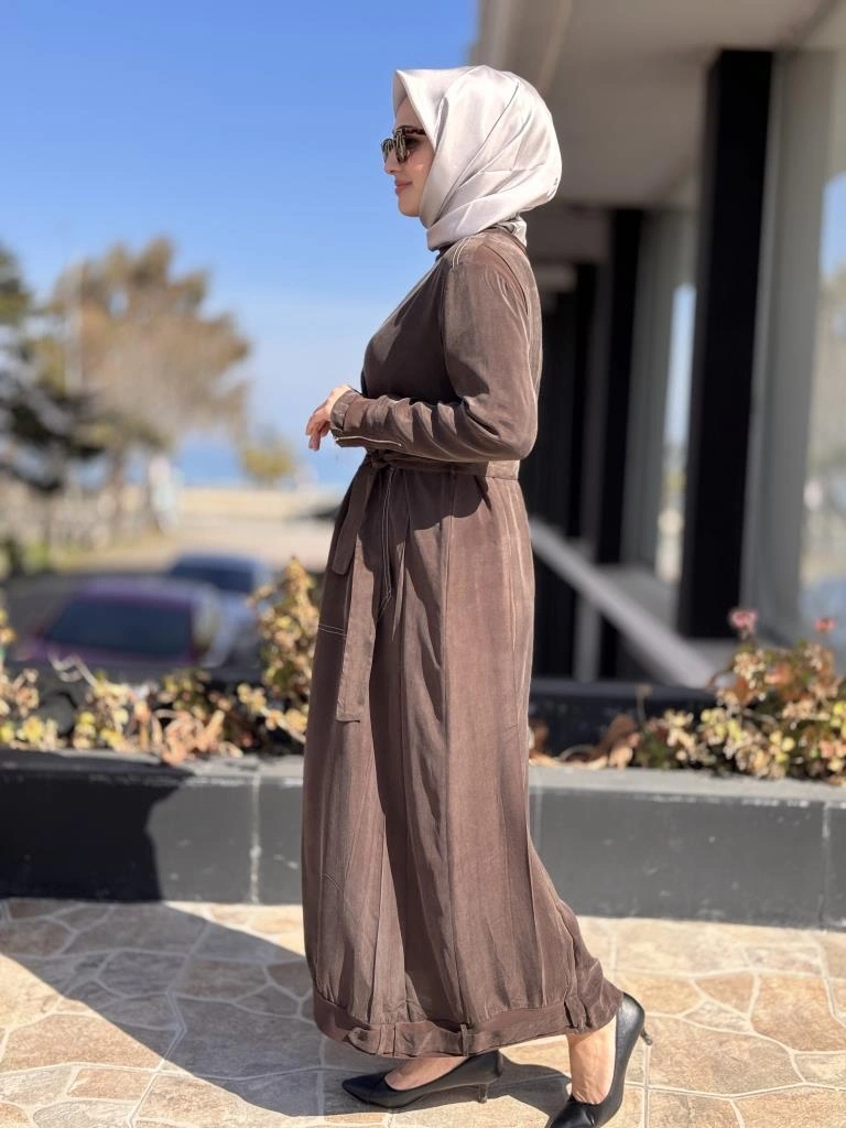 Misswhence Cep Detaylı Spor Dikişli Cupra İpek Elbise 37838