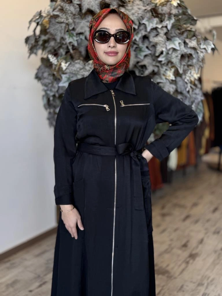 Misswhence Cep ve Fermuar Detaylı Chanel Keten Pardesü 37515