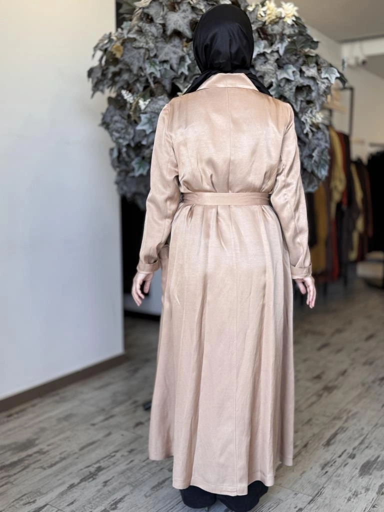 Misswhence Cep ve Fermuar Detaylı Chanel Keten Pardesü 37515