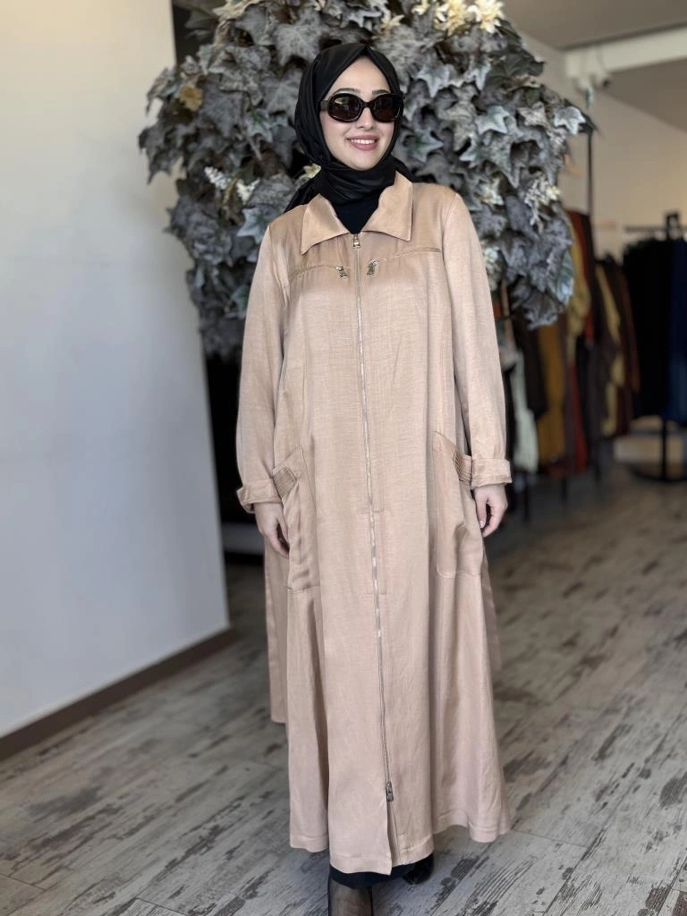 Misswhence Cep ve Fermuar Detaylı Chanel Keten Pardesü 37515