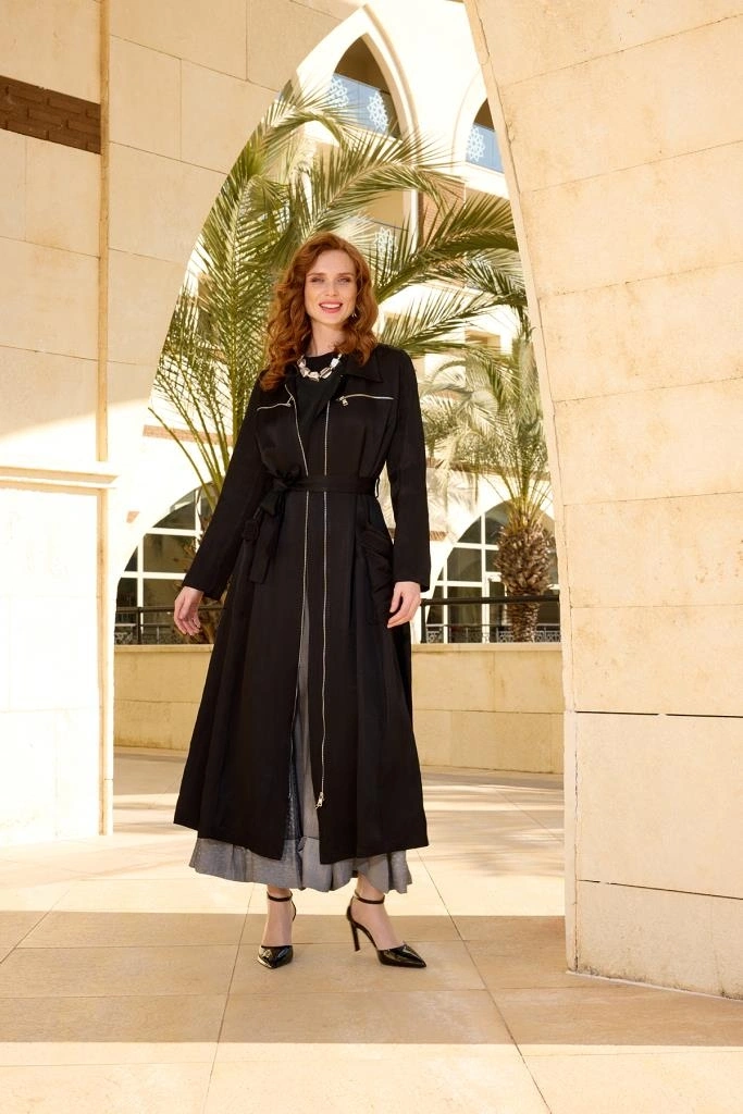 Misswhence Cep ve Fermuar Detaylı Chanel Keten Pardesü 37515