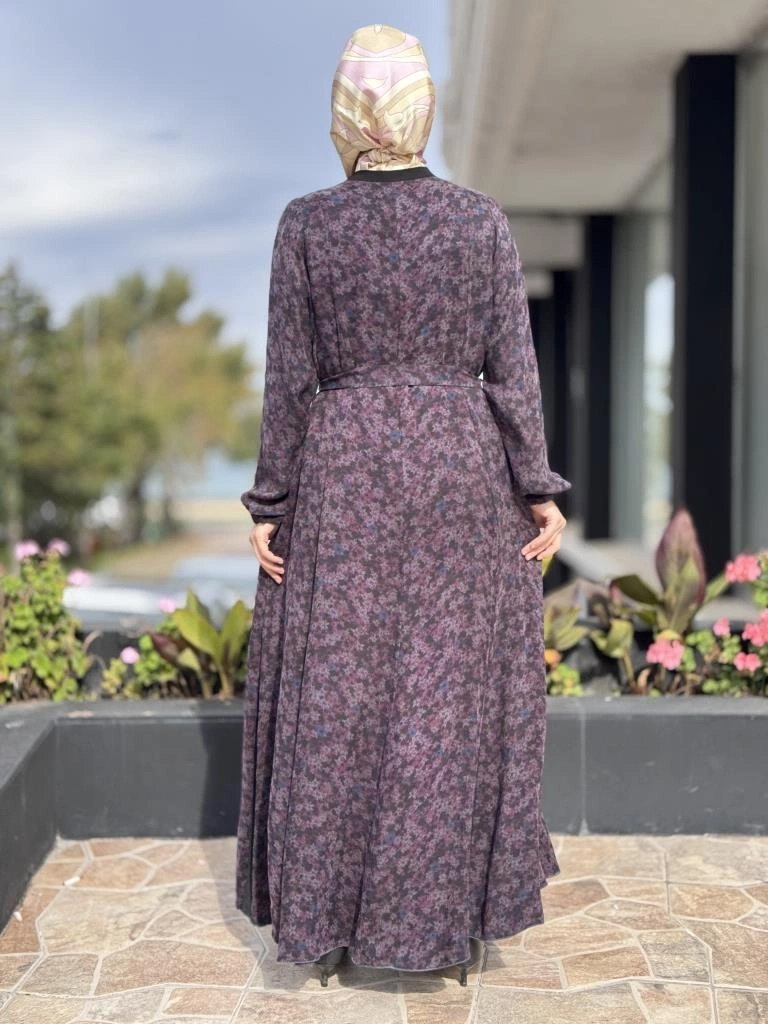 Misswhence Çiçek Desenli Cupra İpek Elbise 38829