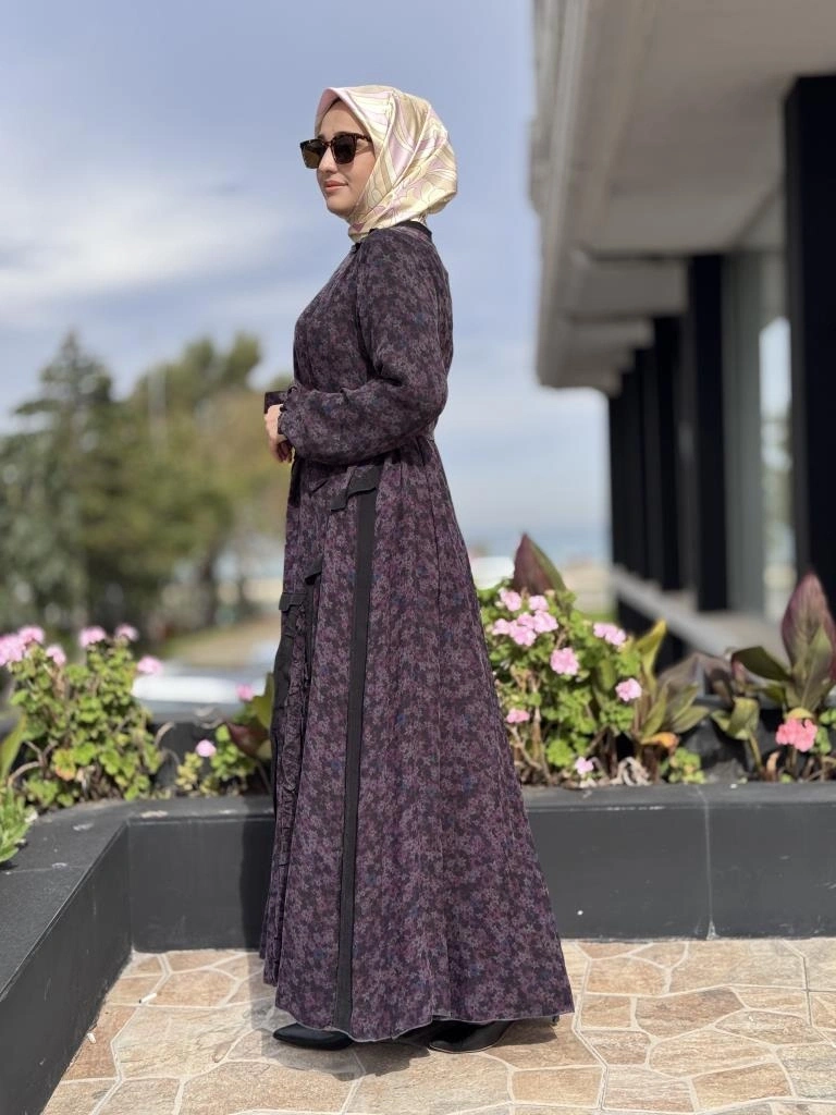 Misswhence Çiçek Desenli Cupra İpek Elbise 38829