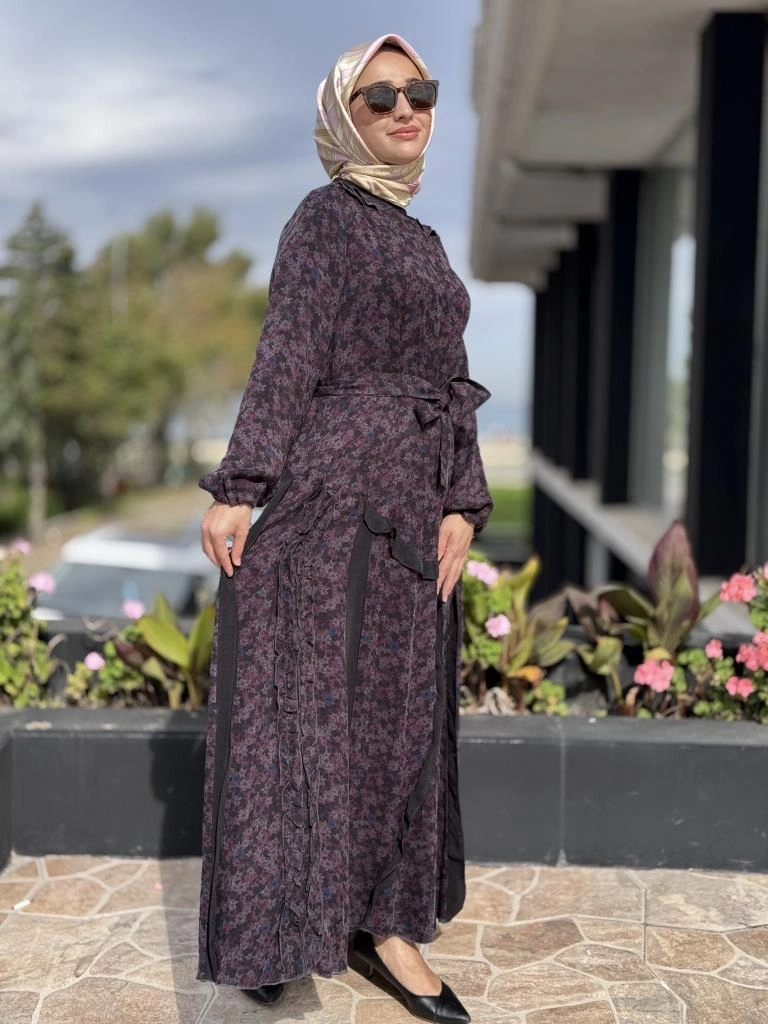 Misswhence Çiçek Desenli Cupra İpek Elbise 38829