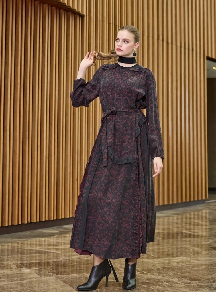 Misswhence Çiçek Desenli Cupra İpek Elbise 38829