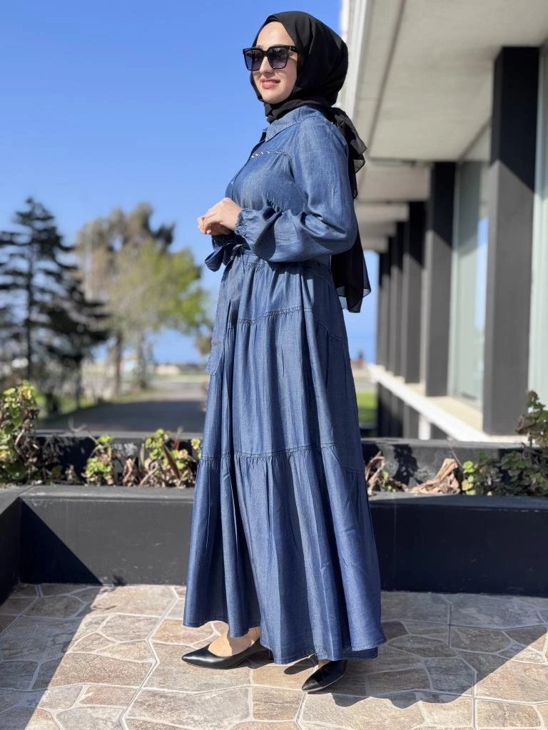 Misswhence Çıtçıtlı Tensel Kot Elbise 37842