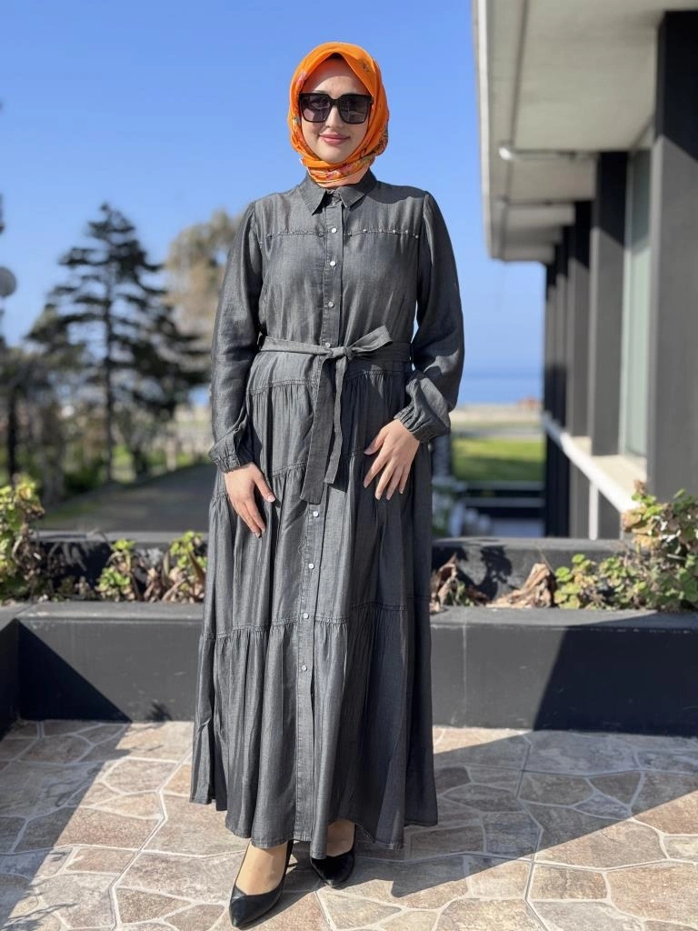 Misswhence Çıtçıtlı Tensel Kot Elbise 37842