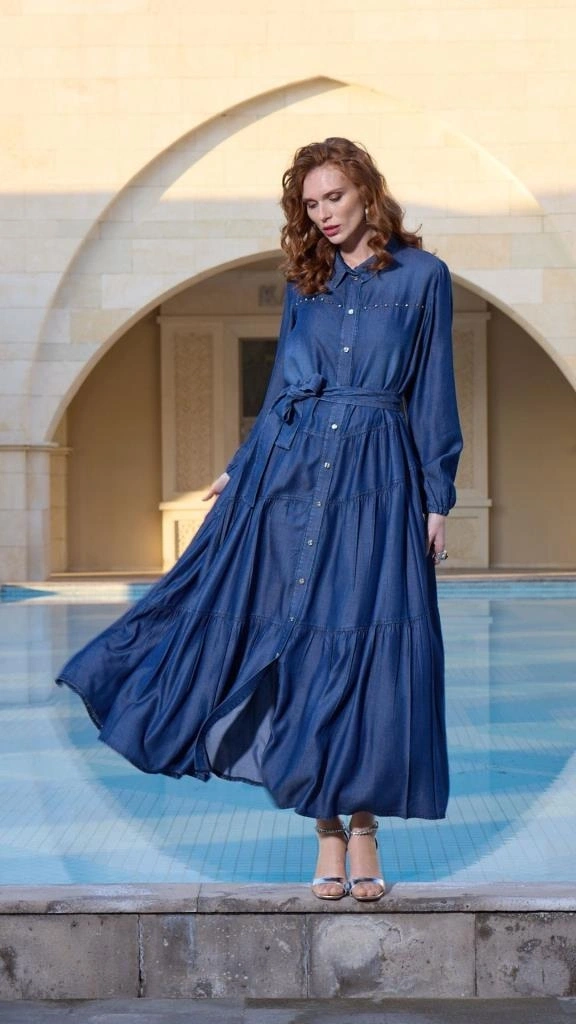 Misswhence Çıtçıtlı Tensel Kot Elbise 37842