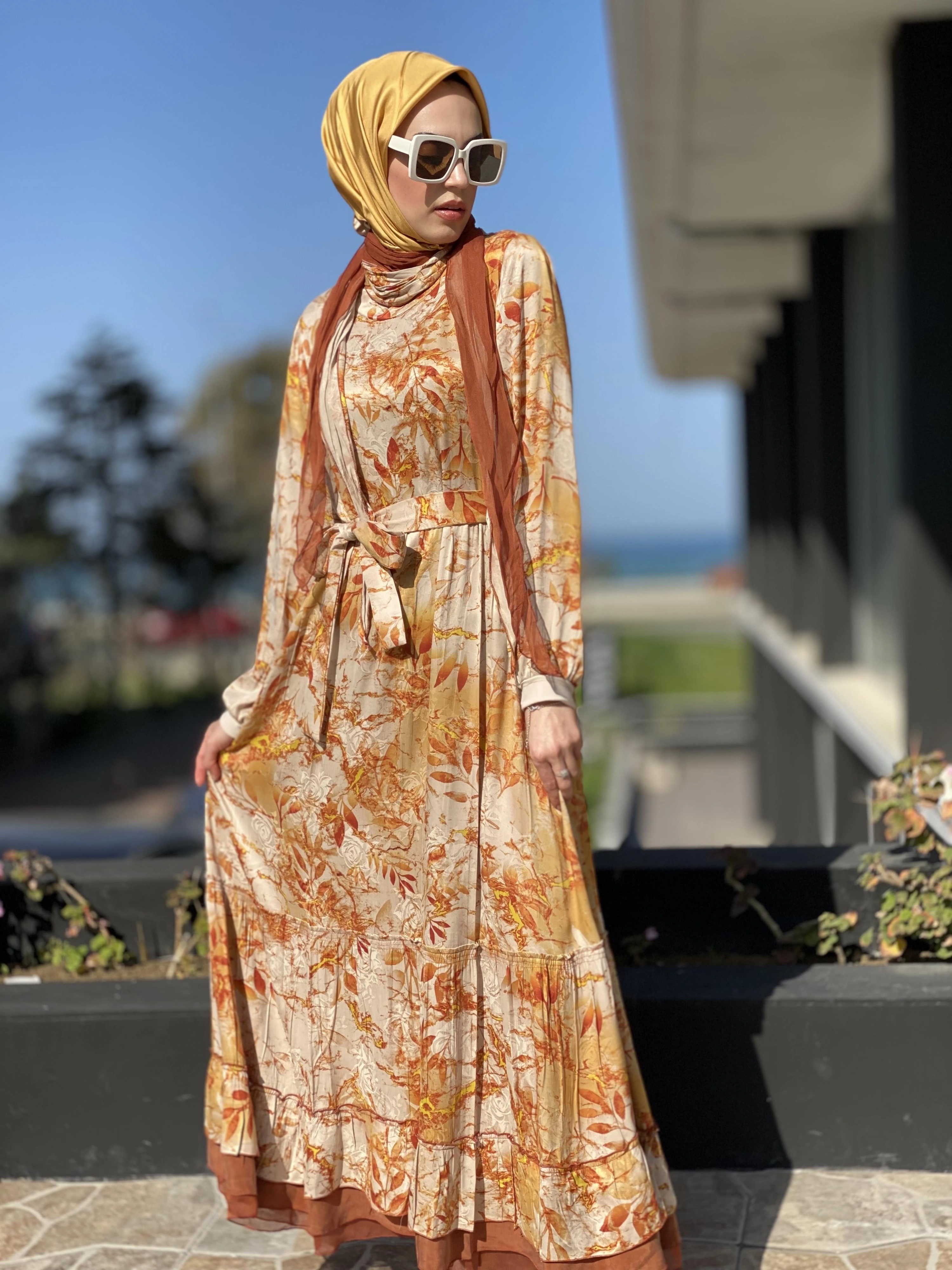 Misswhence Desenli İpek Elbise 35808