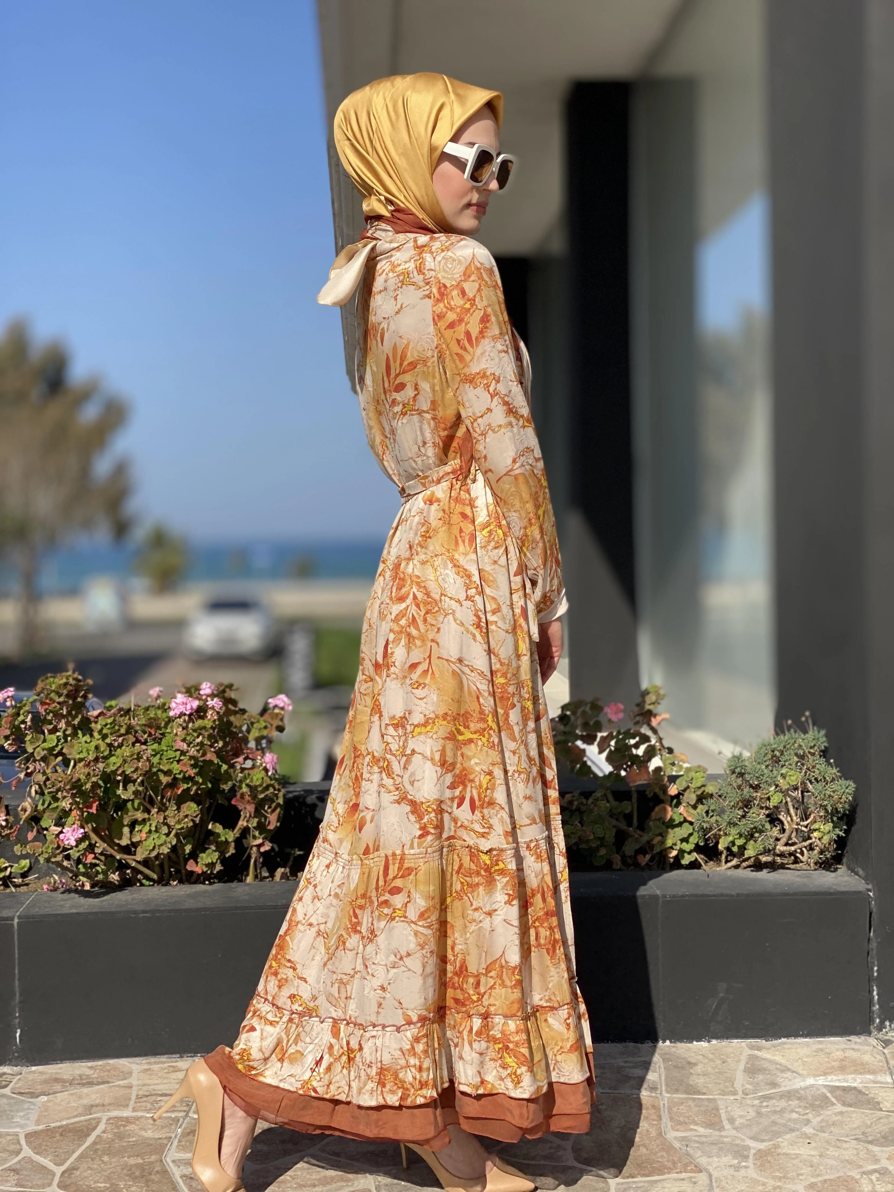 Misswhence Desenli İpek Elbise 35808