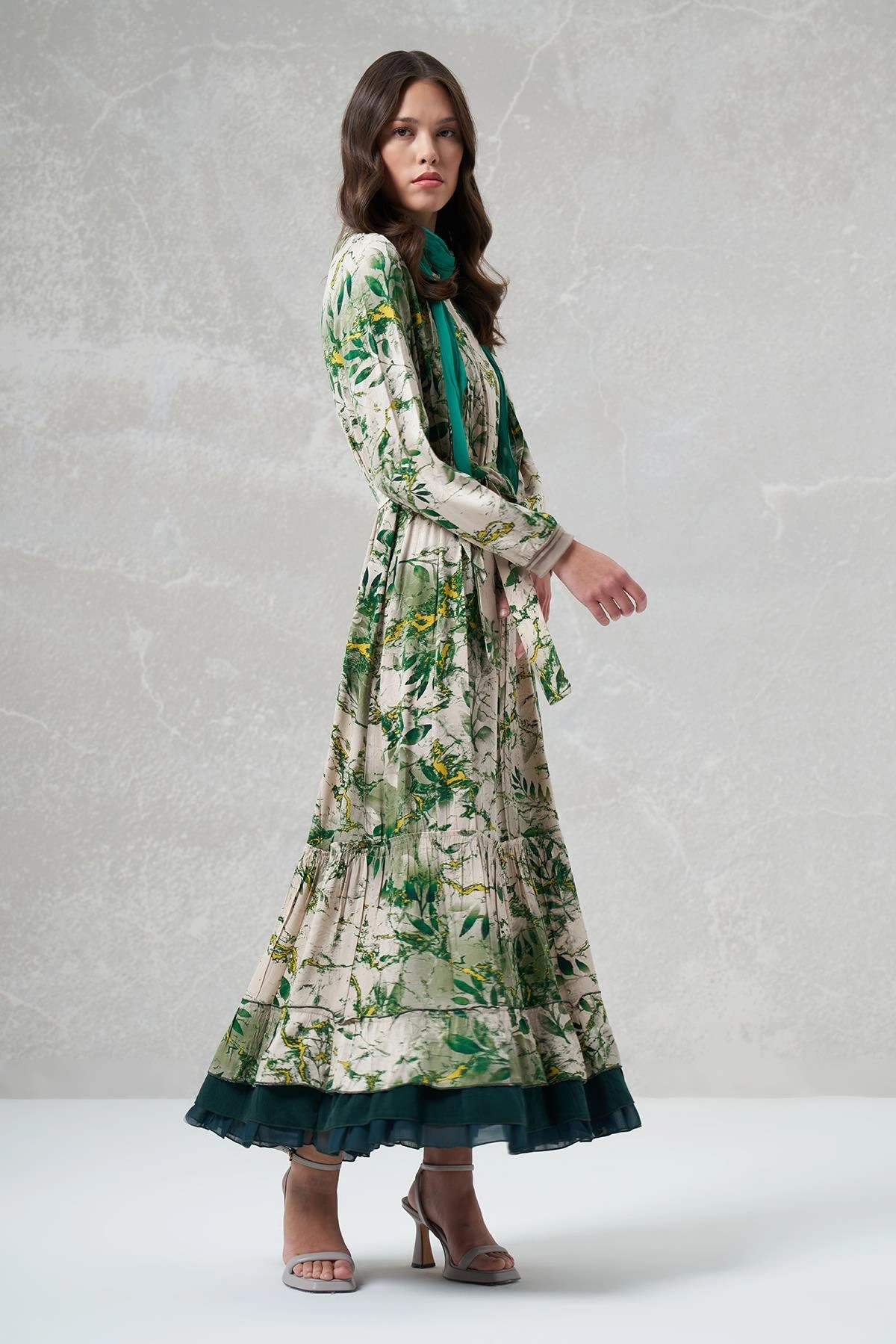 Misswhence Desenli İpek Elbise 35808