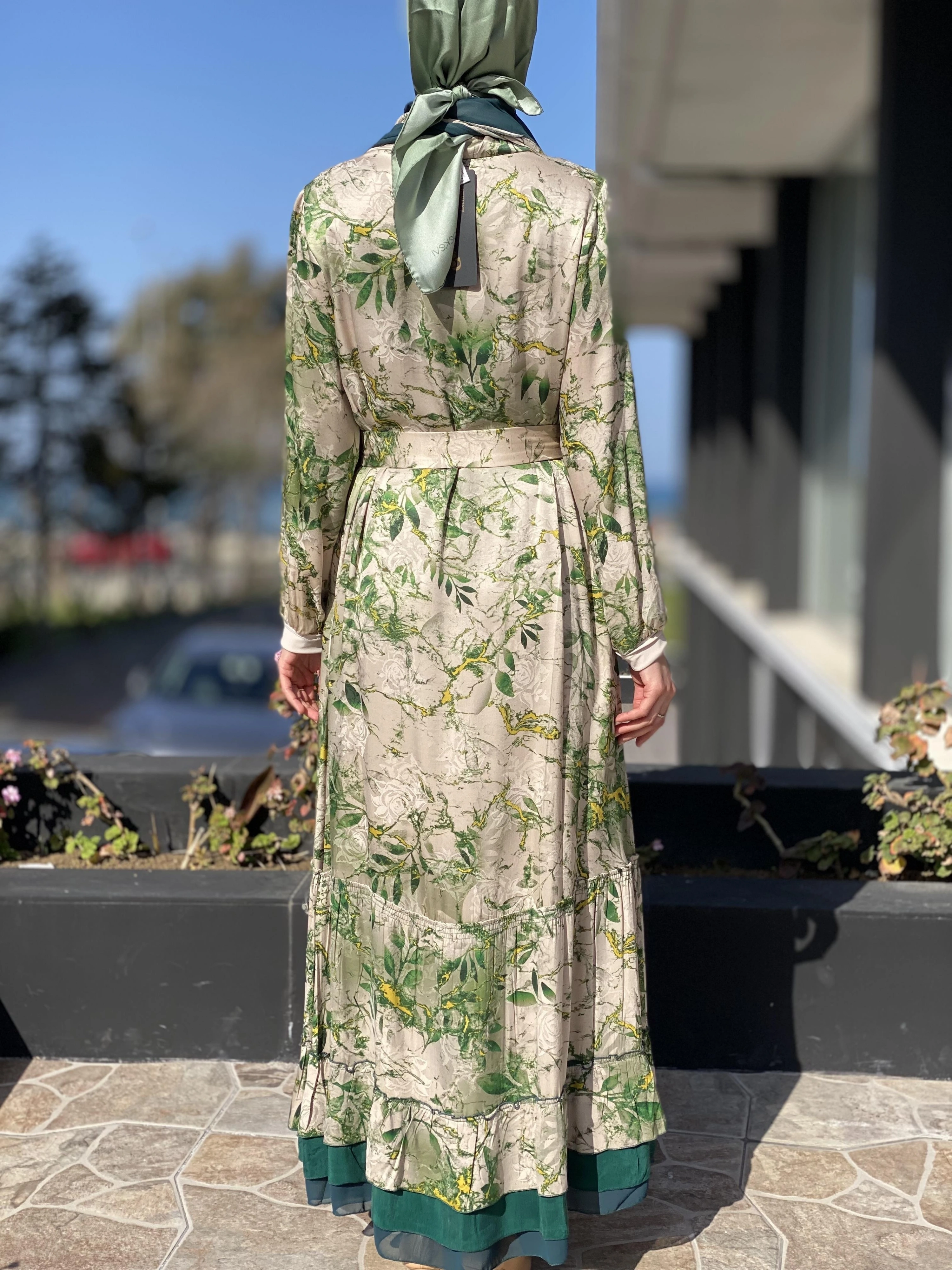 Misswhence Desenli İpek Elbise 35808