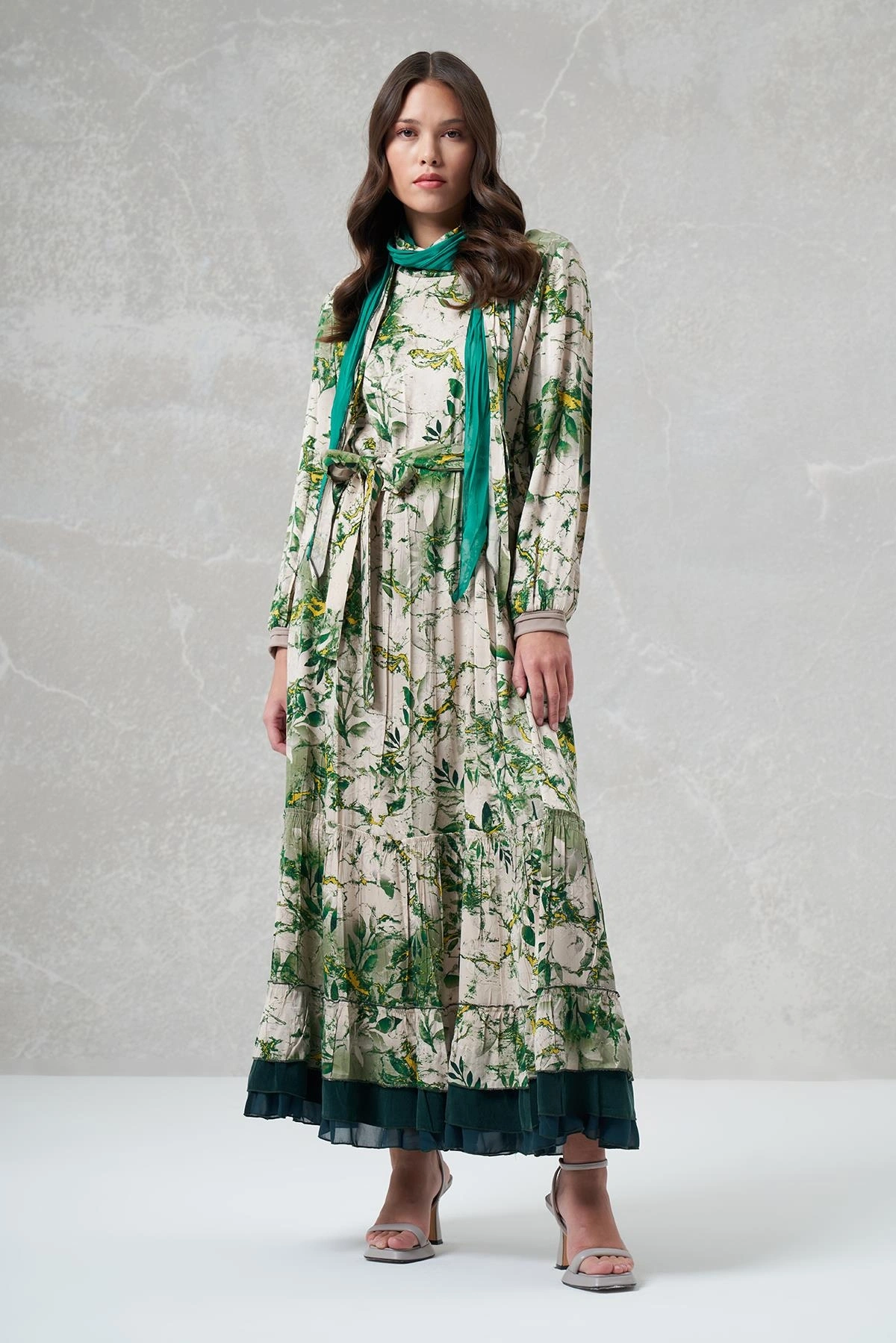 Misswhence Desenli İpek Elbise 35808