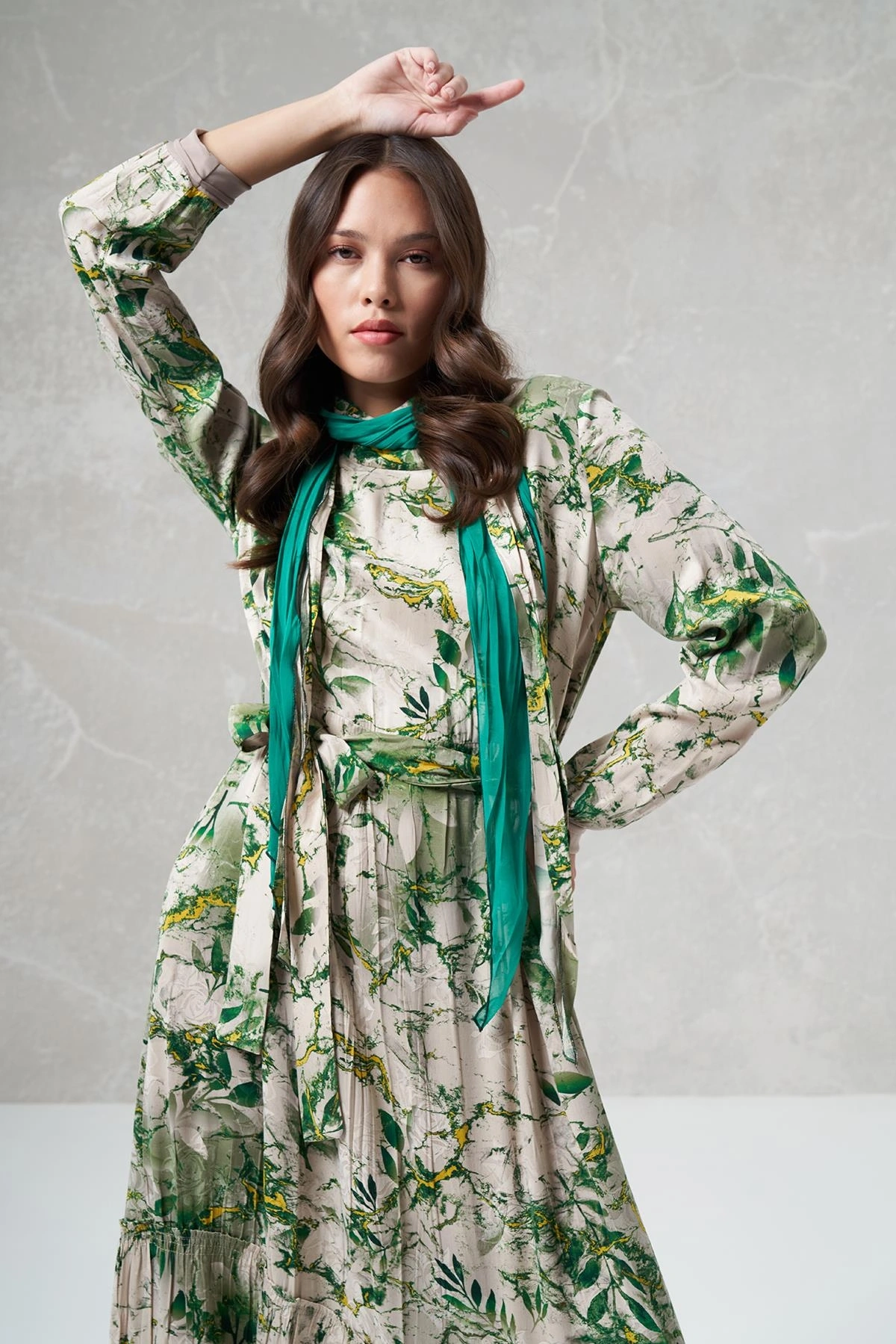 Misswhence Desenli İpek Elbise 35808