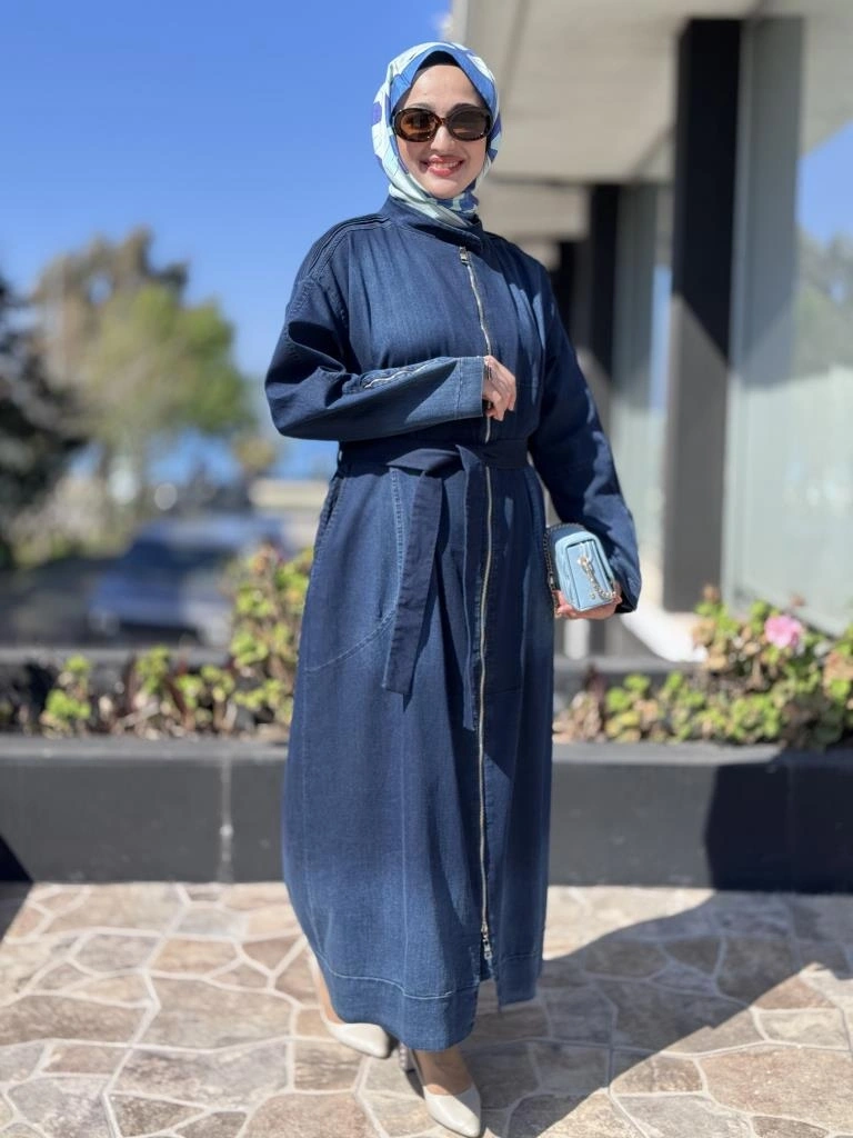 Misswhence Drape Detaylı Fermuarlı Kot Pardesü 37507