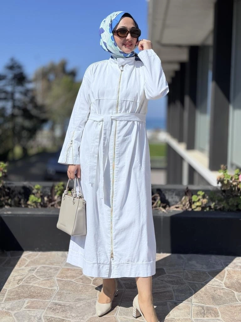 Misswhence Drape Detaylı Fermuarlı Kot Pardesü 37507