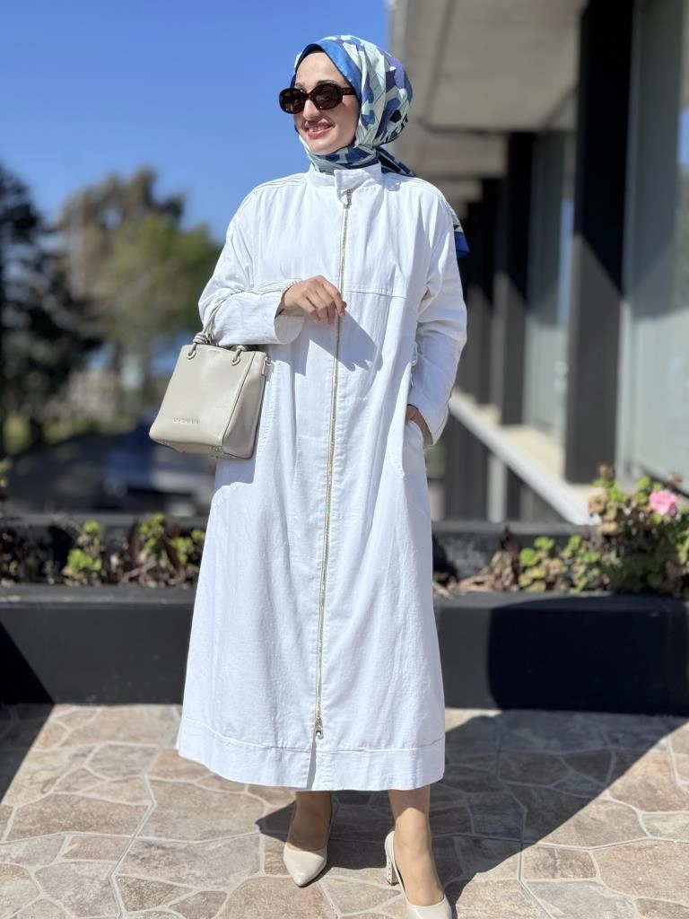 Misswhence Drape Detaylı Fermuarlı Kot Pardesü 37507